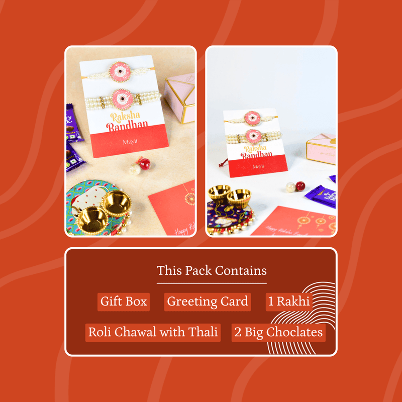 Sowpeace Exquisite Pink Circle Rakhi Pack of 2 with Roli Chawal and Greeting card combo for Raksha Bandhan and Gifting – view 9