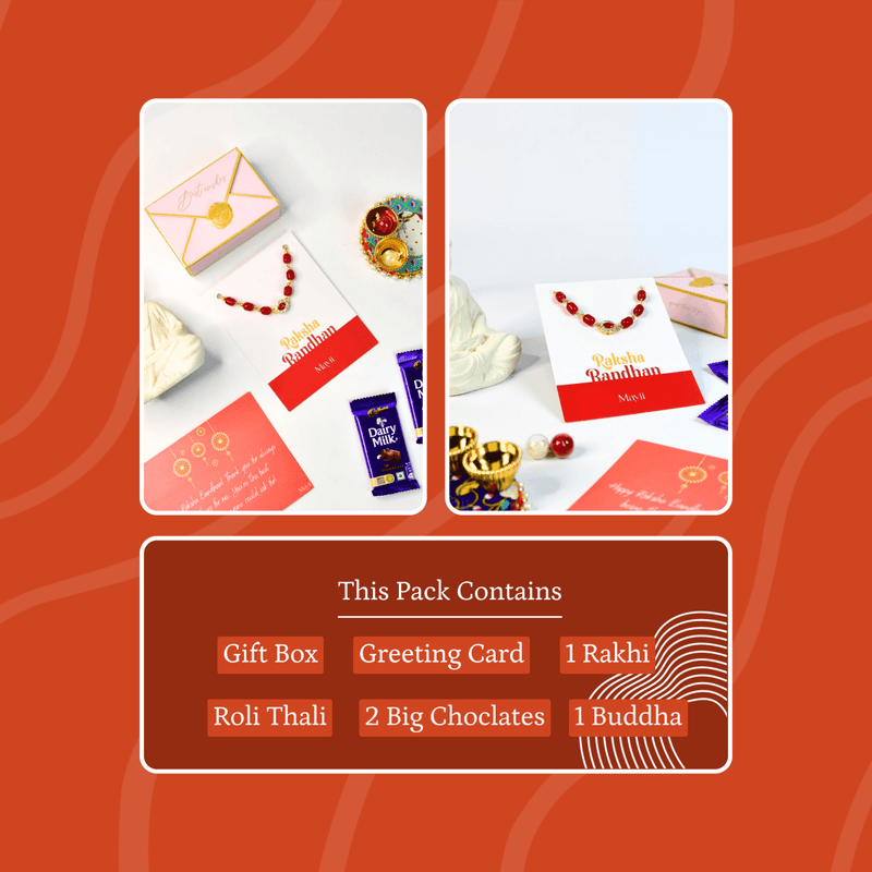 Sowpeace Exquisite Red Beads Rakhi Pack of 1 with Roli Chawal and Greeting card combo for Raksha Bandhan and Gifting – view 9