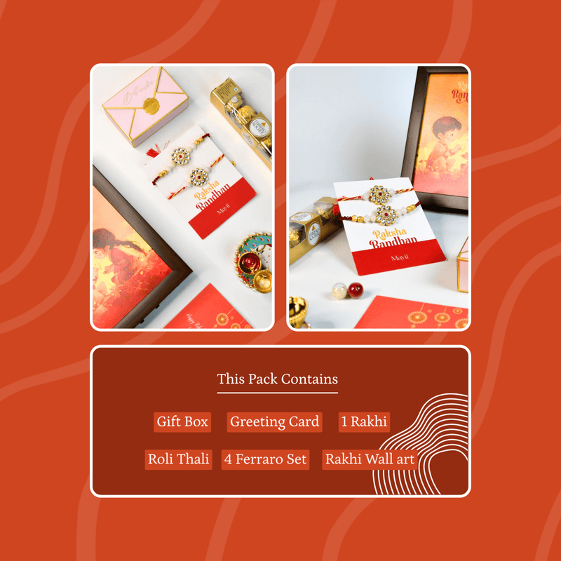 Sowpeace Exquisite Red Centre Flower Rakhi Pack of 2 with Roli Chawal and Greeting card combo for Raksha Bandhan and Gifting – view 6