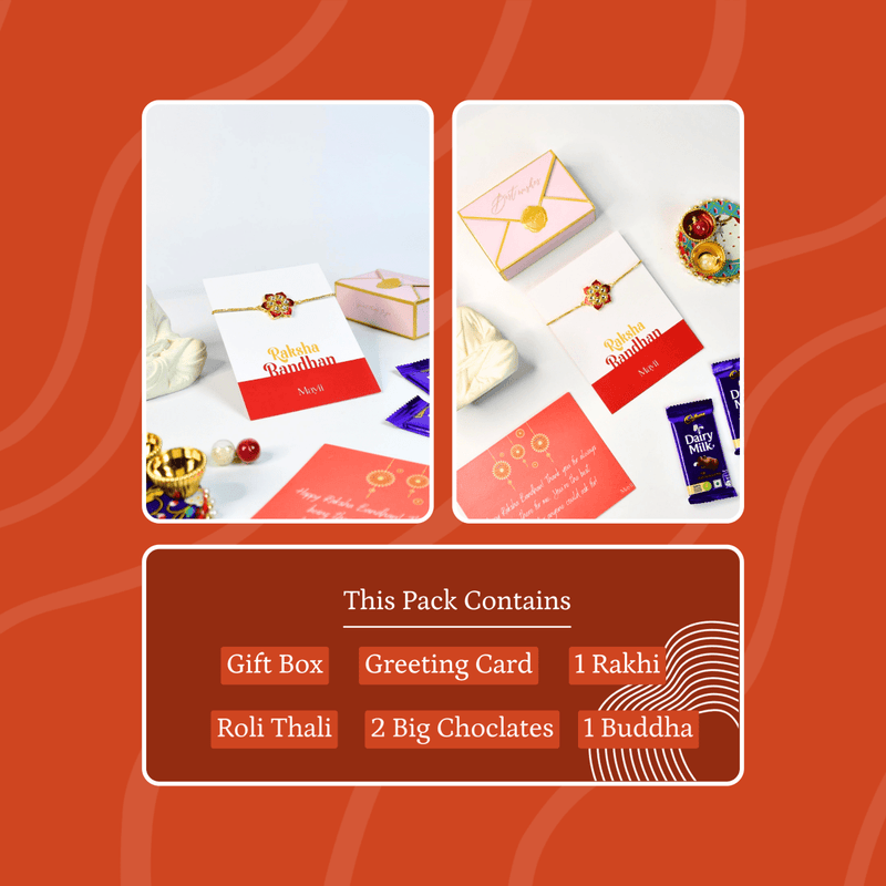 Sowpeace Exquisite Red Flower Rakhi Pack of 1 with Roli Chawal and Greeting card combo for Raksha Bandhan and Gifting – view 9