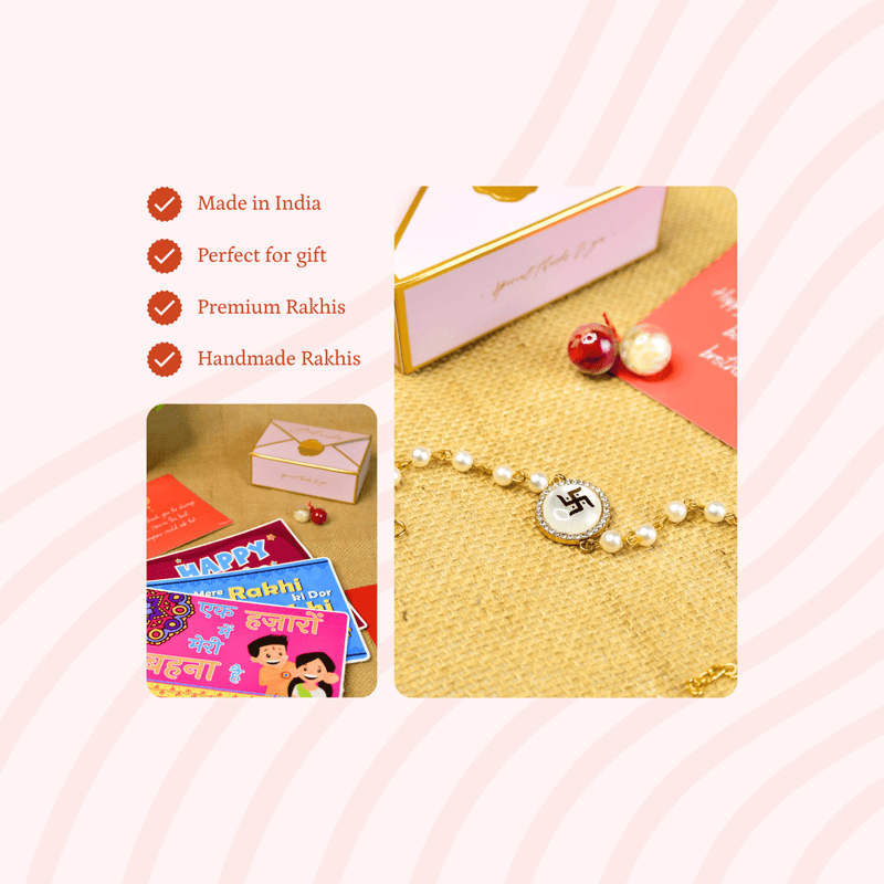 Sowpeace Exquisite Swastik Rakhi Pack of 1 with Roli Chawal and Greeting card combo for Raksha Bandhan and Gifting – view 2