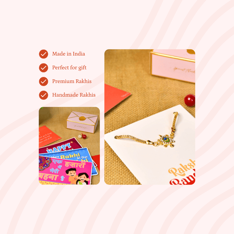 Sowpeace Exquisite Turtle Rakhi Pack of 1 with Roli Chawal and Greeting card combo for Raksha Bandhan and Gifting – view 7
