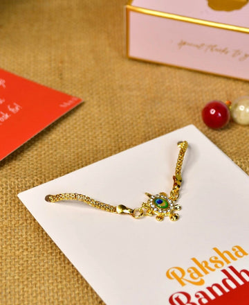 Sowpeace Exquisite Turtle Rakhi Pack of 1 with Roli Chawal and Greeting card combo for Raksha Bandhan and Gifting — alternate view