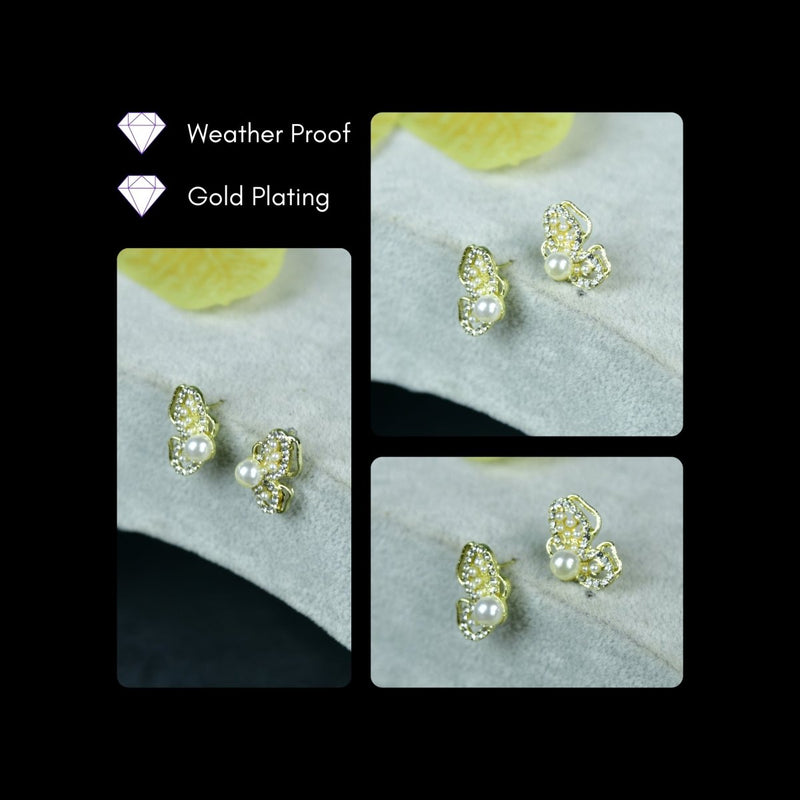 Sowpeace Floral Bead Gold Stainless Steel Earrings | Elegant One‑Size Lightweight Jewelry for Women & Daily Wear – view 5