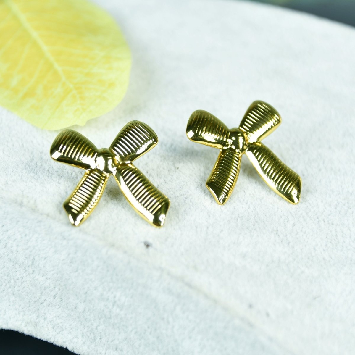 Sowpeace Floral Stripe Gold Stainless Steel Earrings | Stylish One‑Size Lightweight Jewelry for Women & Daily Wear - Sowpeace - 
