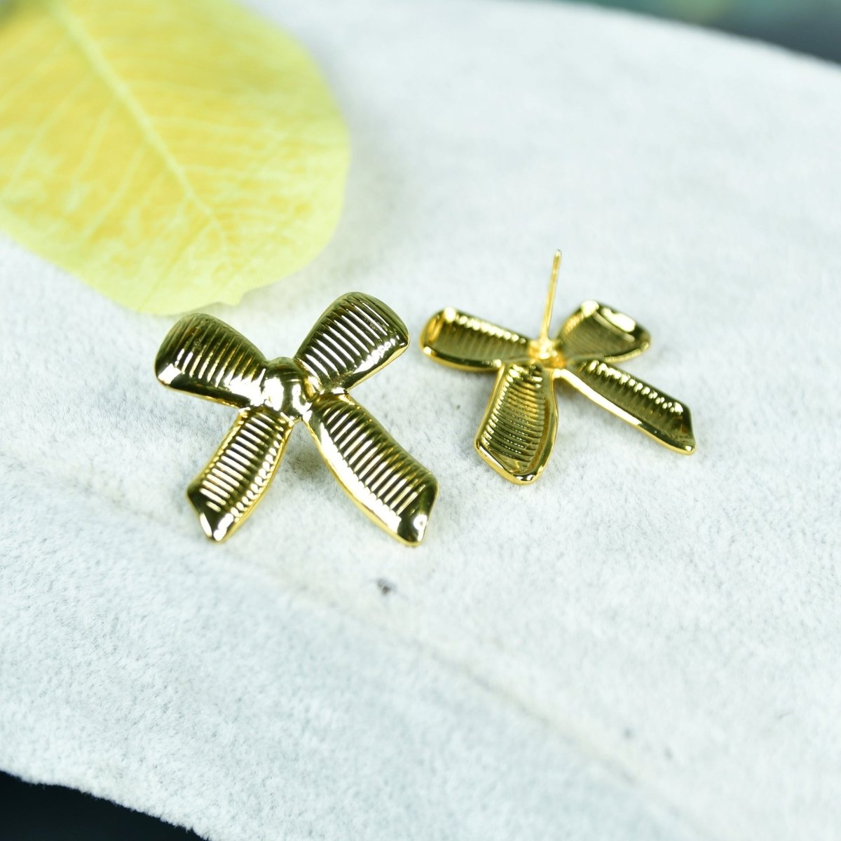 Sowpeace Floral Stripe Gold Stainless Steel Earrings | Stylish One‑Size Lightweight Jewelry for Women & Daily Wear - Sowpeace - 