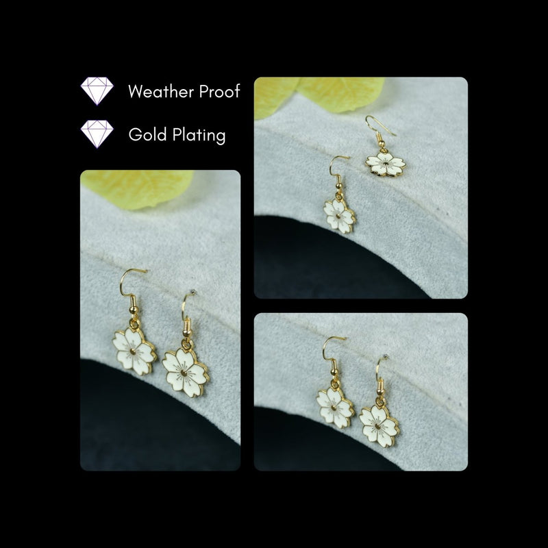 Sowpeace Floral White Gold Stainless Steel Earrings | Elegant One‑Size Lightweight Jewelry for Women & Daily Wear – view 4