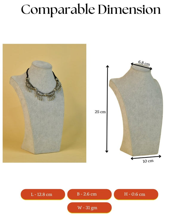 Sowpeace German Silver Choker: Floral Trapeziums & Water Drop Earrings — image 7
