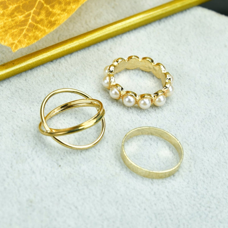 Sowpeace Gold Abstract Ring Set of 3 Stainless Steel | Stylish One‑Size Adjustable Jewelry for Women & Men – view 2
