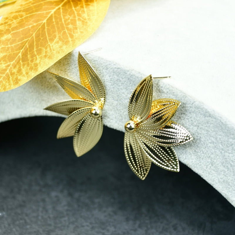 Sowpeace Gold Half Moon Sharp Petals Stainless Steel Earrings | Elegant One‑Size Lightweight Jewelry for Women – view 1