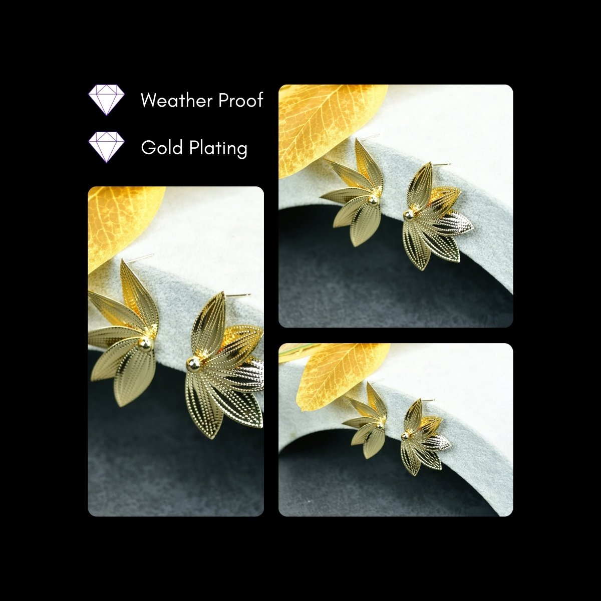 Sowpeace Gold Half Moon Sharp Petals Stainless Steel Earrings | Elegant One‑Size Lightweight Jewelry for Women - Sowpeace - 