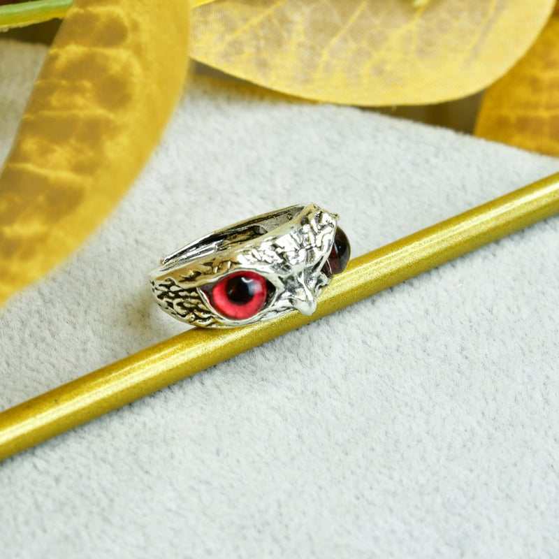 Sowpeace Gold Red Eyed Owl Ring Stainless Steel | Bold One‑Size Adjustable Statement Jewelry for Women & Men – view 2