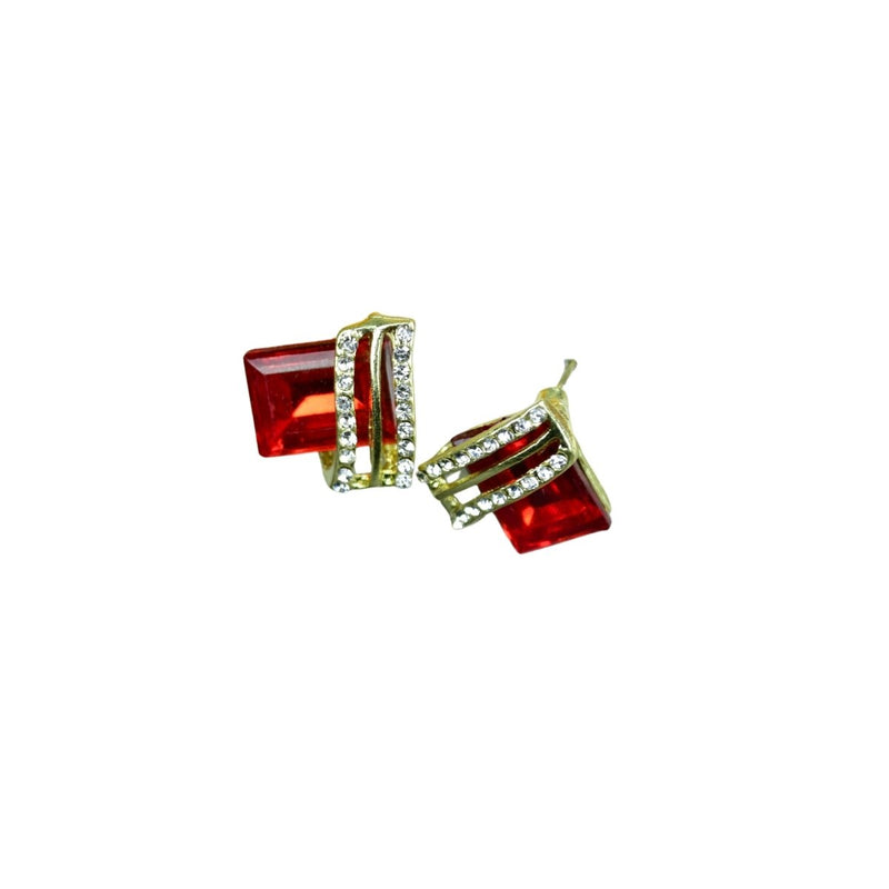 Sowpeace Gold Red Stainless Steel Crystal Lining Earrings | Elegant One‑Size Lightweight Jewelry for Women & Daily Wear – view 5