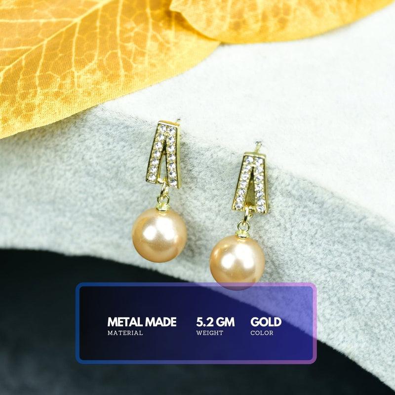 Sowpeace Gold Stainless Steel Hanging Pearl Earrings | Elegant One‑Size Lightweight Jewelry for Women & Daily Wear – view 3