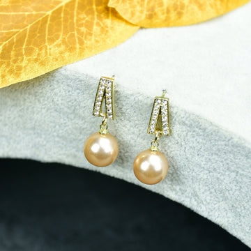 Sowpeace Gold Stainless Steel Hanging Pearl Earrings | Elegant One‑Size Lightweight Jewelry for Women & Daily Wear - Sowpeace - 