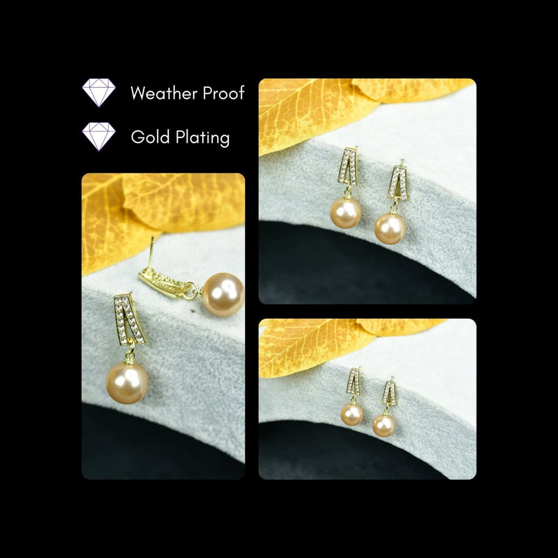 Sowpeace Gold Stainless Steel Hanging Pearl Earrings | Elegant One‑Size Lightweight Jewelry for Women & Daily Wear – view 4