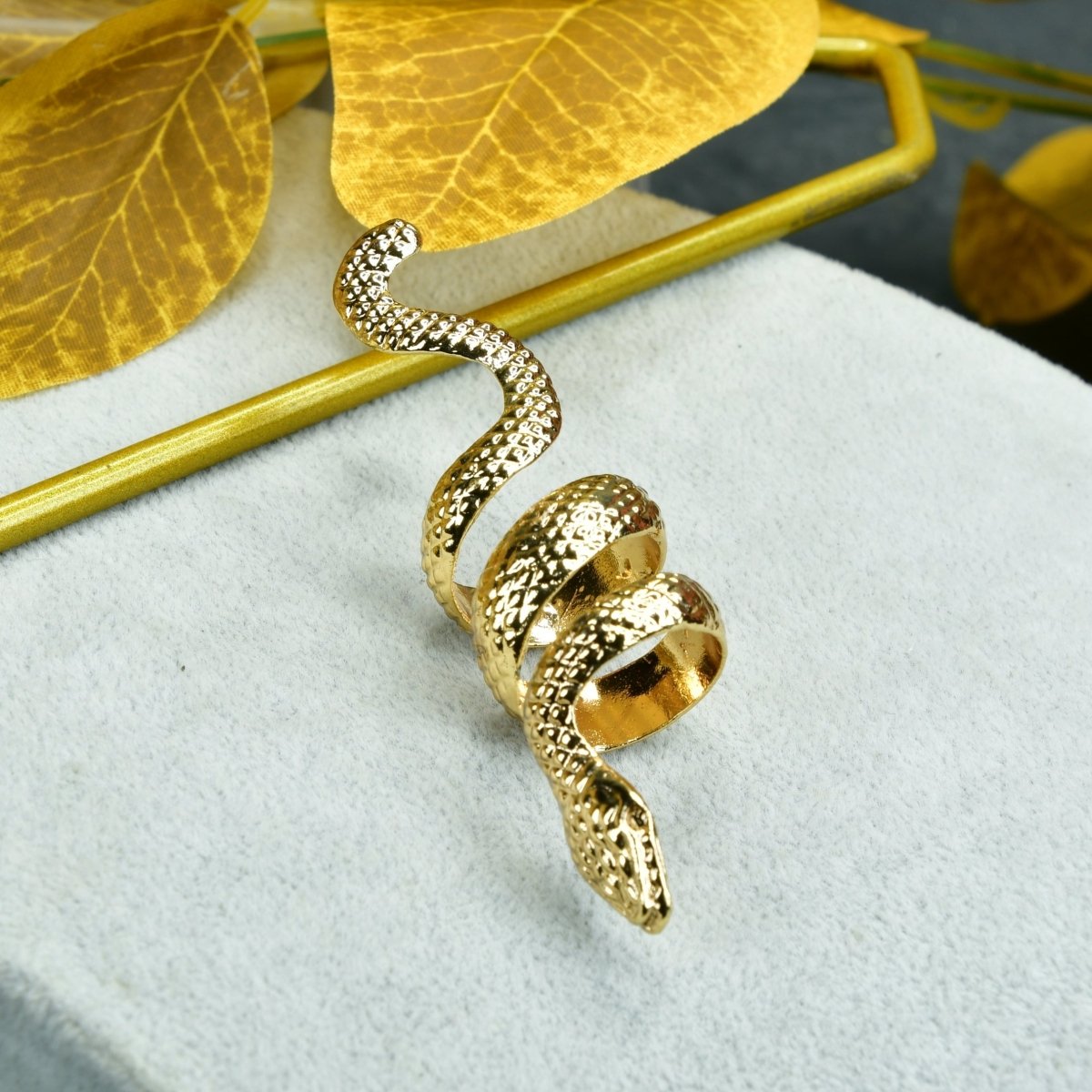 Sowpeace Gold Stainless Steel Snake Shaped Ring | Stylish One‑Size Adjustable Jewelry for Women & Men - Sowpeace - 