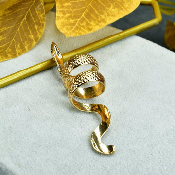 Sowpeace Gold Stainless Steel Snake Shaped Ring | Stylish One‑Size Adjustable Jewelry for Women & Men - Sowpeace - 