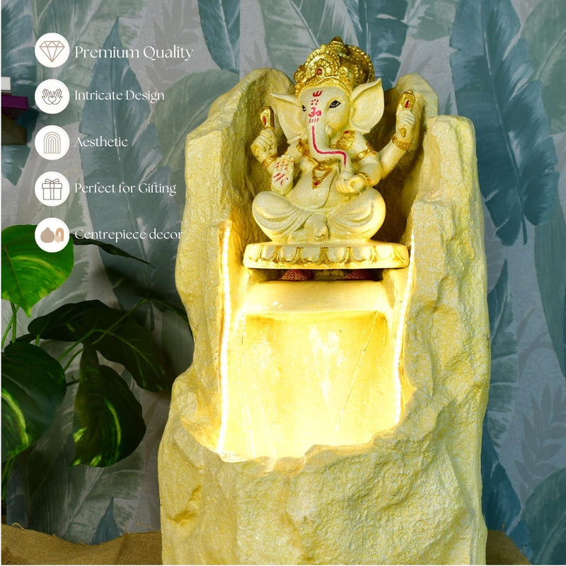 Sowpeace Golden Ganesha Water Fountain – Elegant Ganesha Sitting Waterfall for Luxurious Home Decor & Gifts – view 5