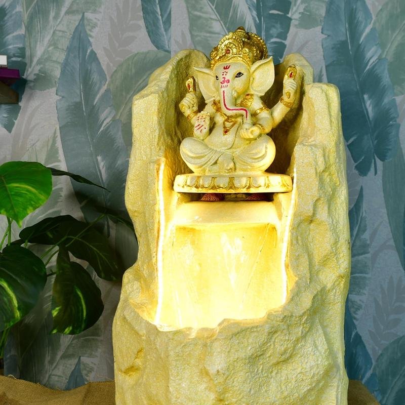 Sowpeace Golden Ganesha Water Fountain – Elegant Ganesha Sitting Waterfall for Luxurious Home Decor & Gifts – view 3