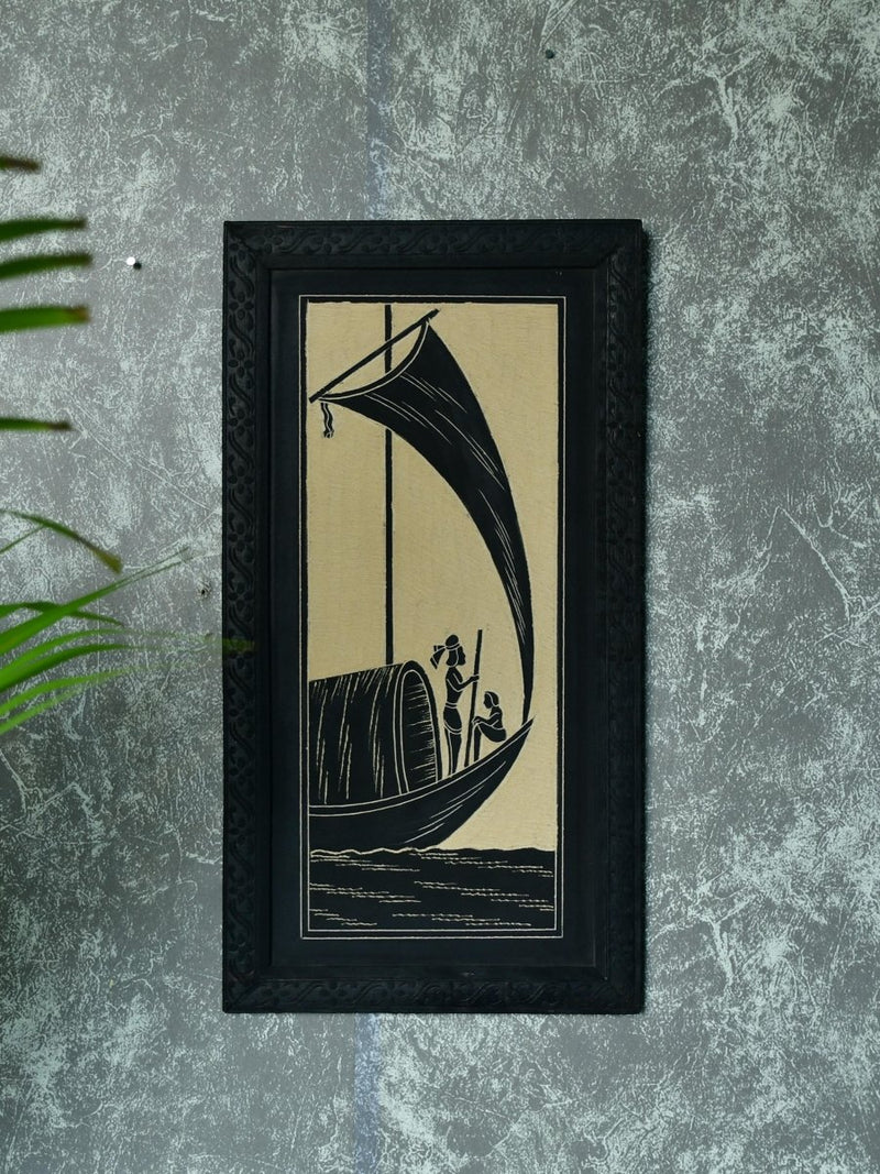 Sowpeace Hand carved ceramic sail boat wall art – view 1