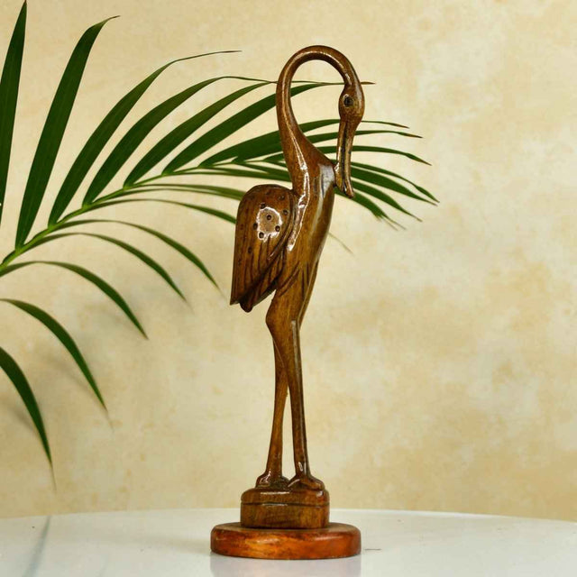 Sowpeace Hand-Carved Flamingo: Tropical Elegance on Your Tabletop