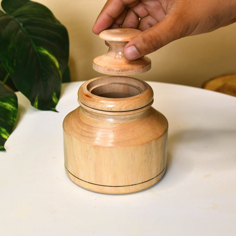 Sowpeace Hand-Carved Lidded Jar: Rustic Charm & Organized Elegance – view 2