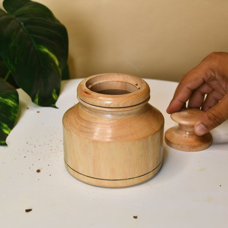 Sowpeace Hand-Carved Lidded Jar: Rustic Charm & Organized Elegance – view 7