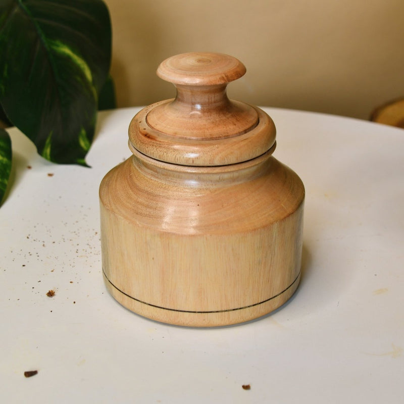 Sowpeace Hand-Carved Lidded Jar: Rustic Charm & Organized Elegance – view 1