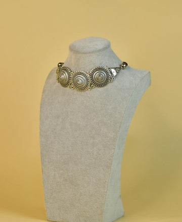 Sowpeace Handcrafted German Silver Choker: Circles and Triangles Design — alternate view