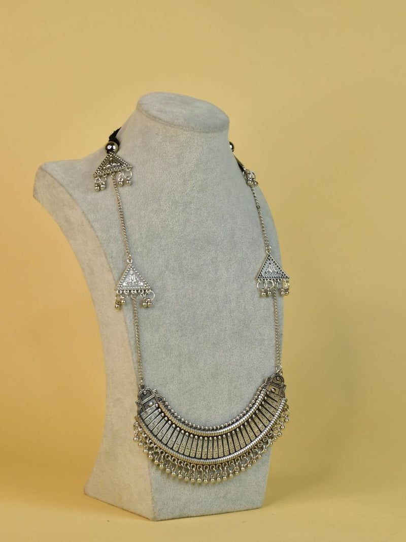 Sowpeace Handcrafted German Silver Long Choker: Four Triangle Design – view 4