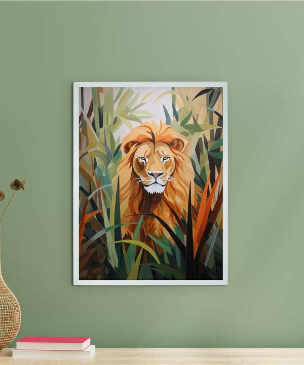 Sowpeace Harmony: Find Your Handcrafted Abstract Lion – Premium Indian-Inspired Canvas Art for Modern Home Decoration — main view