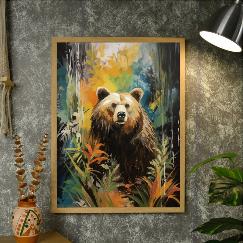Sowpeace Harmony: Find Your Handcrafted Abstract Bear – Premium Indian-Inspired Canvas Art for Elegant Home Decor – view 4