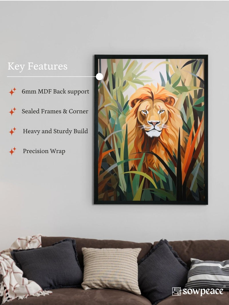 Sowpeace Harmony: Find Your Handcrafted Abstract Lion – Premium Indian-Inspired Canvas Art for Modern Home Decoration – view 6