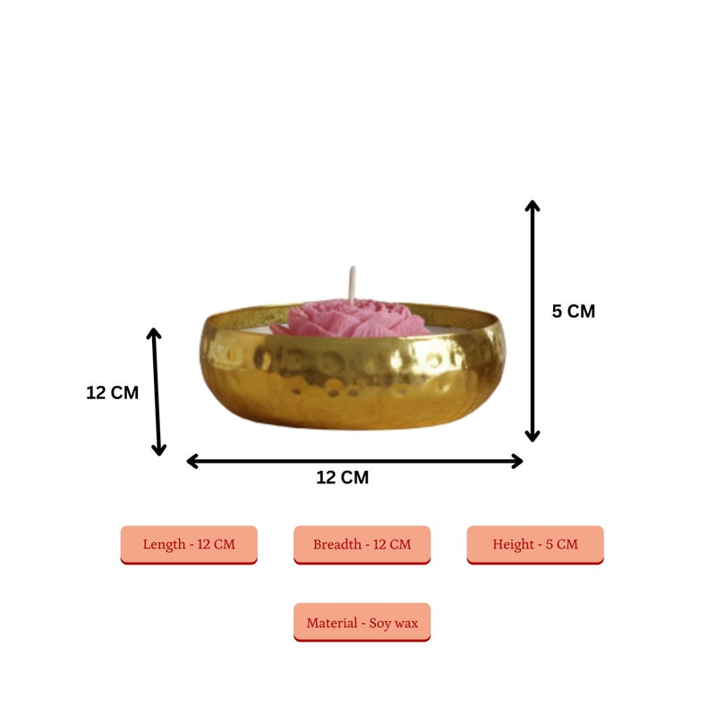 Sowpeace Large Soywax Candle in Metal Pot – Red Rose & Petal Design, Hand-Poured, Unscented – view 3