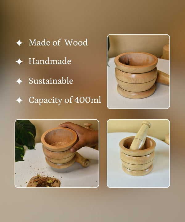 Sowpeace Large Wooden Stone Pestle: Artisan Home Accent — image 3