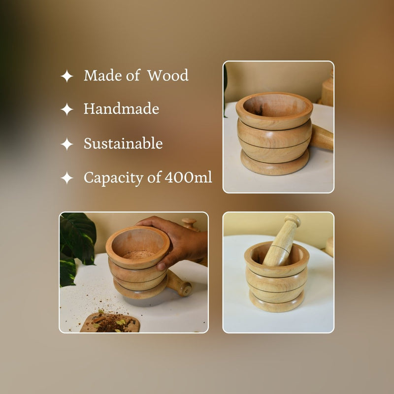 Sowpeace Large Wooden Stone Pestle: Artisan Home Accent – view 3