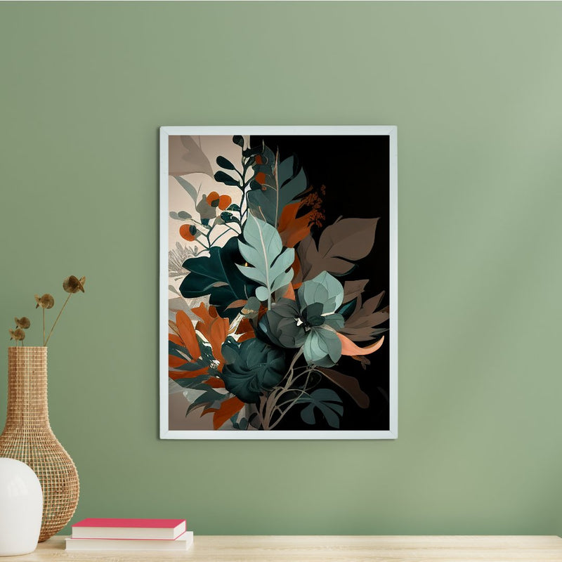 Sowpeace's Handcrafted Botanical Abstract Wall Art – Sea Green & Earth Black, Premium Indian-Inspired Decor – view 1