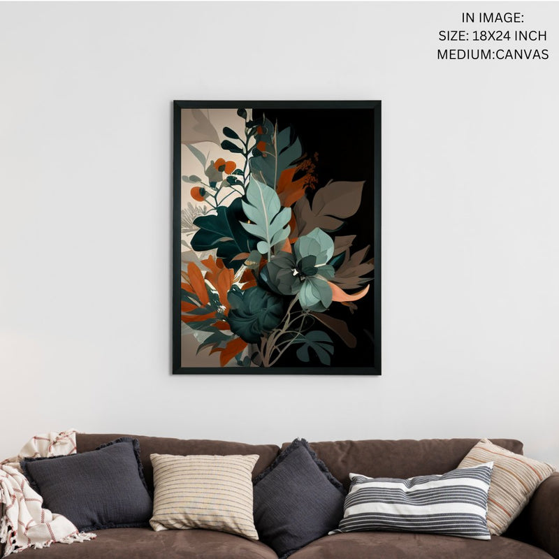 Sowpeace's Handcrafted Botanical Abstract Wall Art – Sea Green & Earth Black, Premium Indian-Inspired Decor – view 5