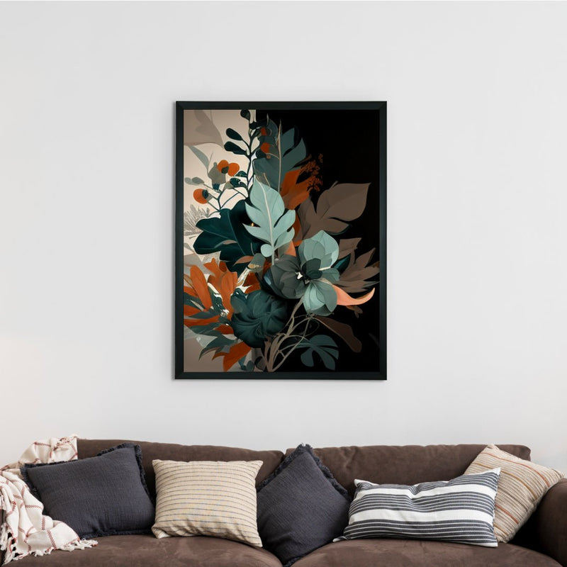 Sowpeace's Handcrafted Botanical Abstract Wall Art – Sea Green & Earth Black, Premium Indian-Inspired Decor – view 2