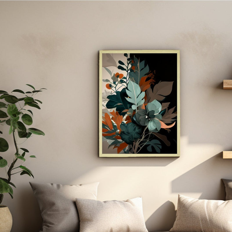 Sowpeace's Handcrafted Botanical Abstract Wall Art – Sea Green & Earth Black, Premium Indian-Inspired Decor – view 4