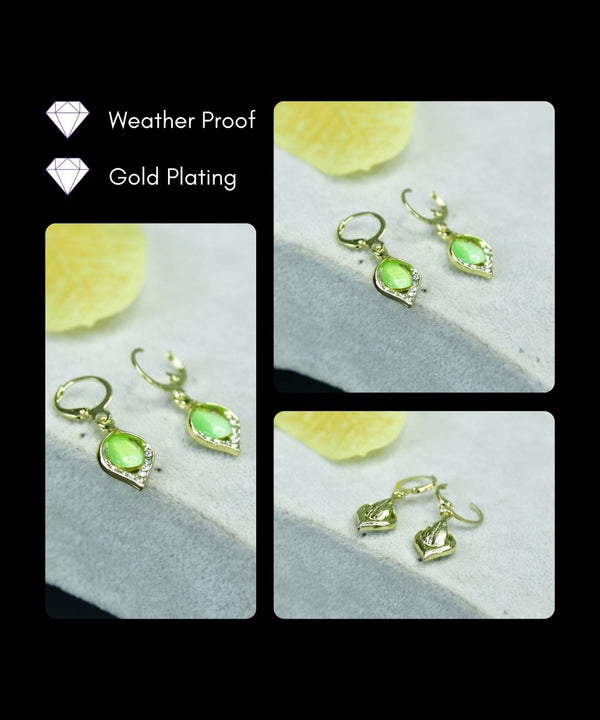Sowpeace Lime Crystal Gold & Lime Stainless Steel Earrings | Elegant One‑Size Lightweight Jewelry for Women & Daily Wear — image 4