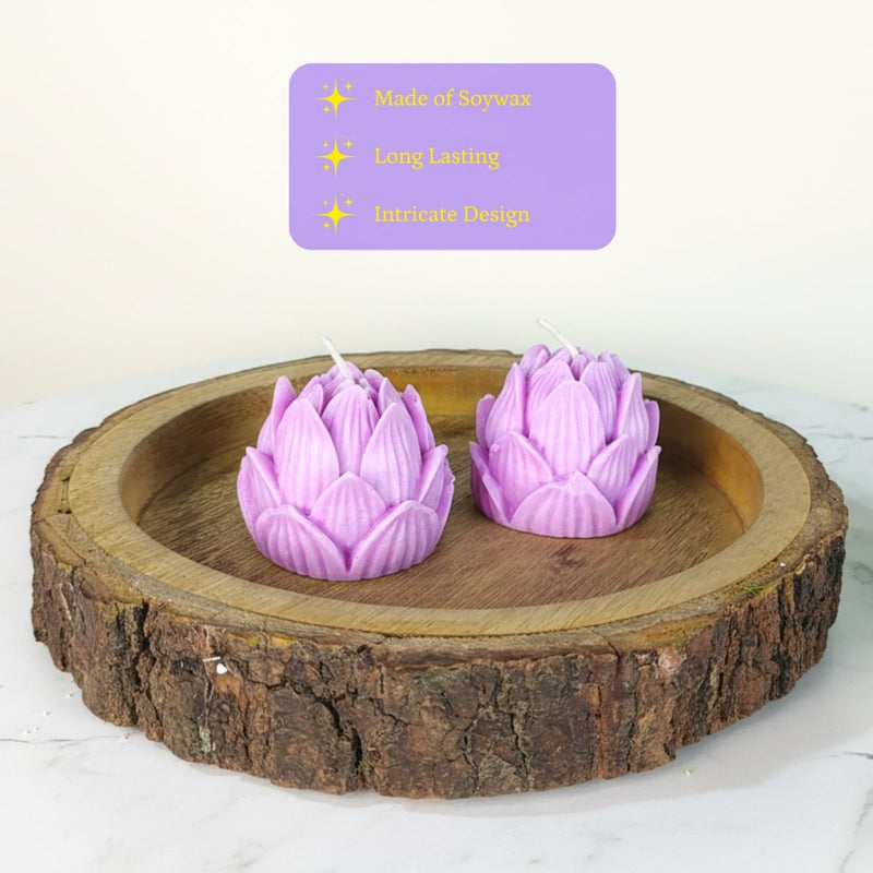Sowpeace Lotus Petals Soywax Candle Set of 2 – Hand-Poured, Purple, Vegan & Unscented Décor – view 2