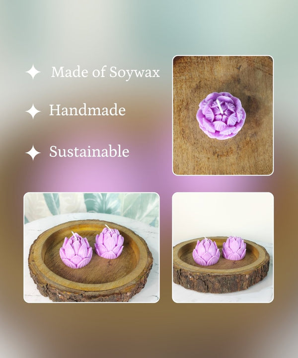 Sowpeace Lotus Petals Soywax Candle Set of 2 – Hand-Poured, Purple, Vegan & Unscented Décor — image 4