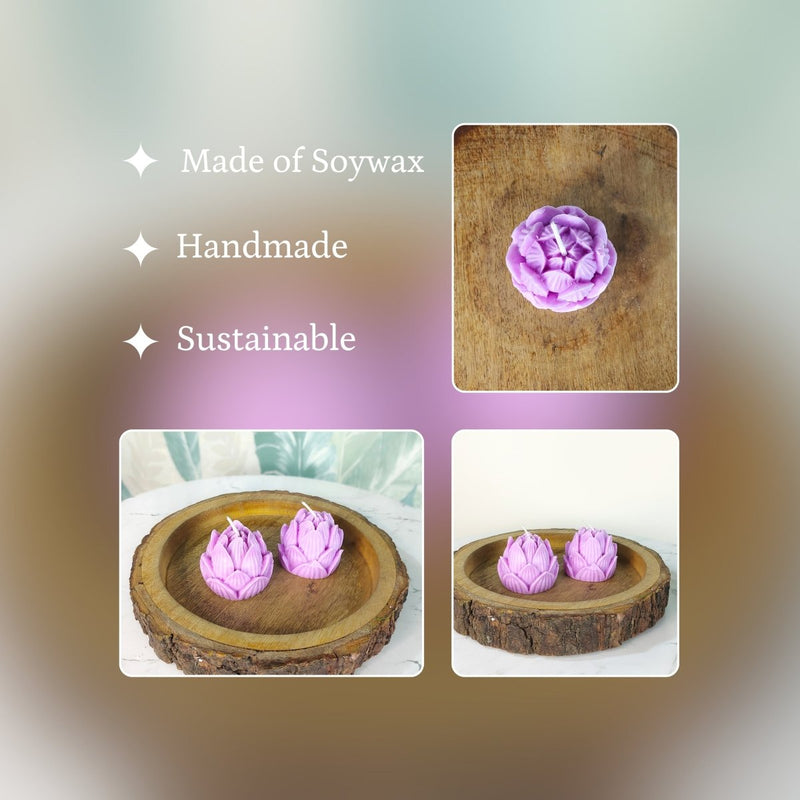 Sowpeace Lotus Petals Soywax Candle Set of 2 – Hand-Poured, Purple, Vegan & Unscented Décor – view 4