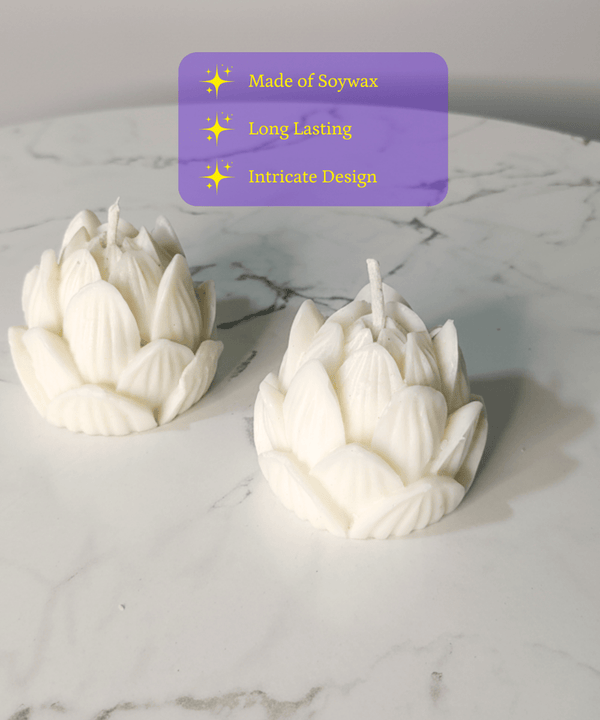 Sowpeace Lotus Petals Soywax Candle Set of 2 – Hand-Poured, White, Vegan & Unscented Décor — image 2