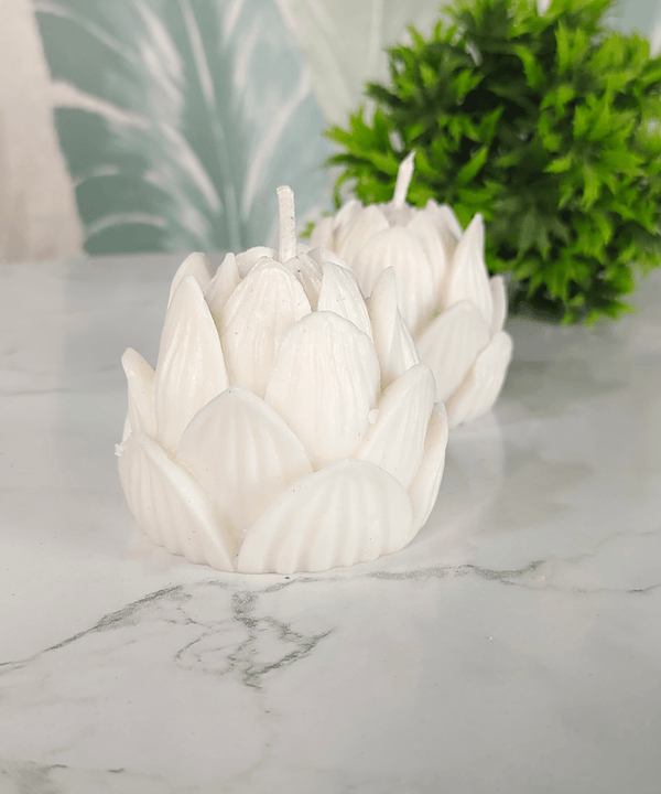Sowpeace Lotus Petals Soywax Candle Set of 2 – Hand-Poured, White, Vegan & Unscented Décor — main view