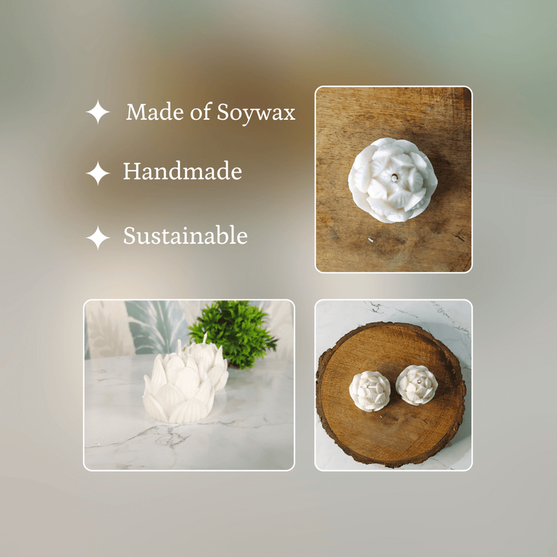 Sowpeace Lotus Petals Soywax Candle Set of 2 – Hand-Poured, White, Vegan & Unscented Décor – view 4