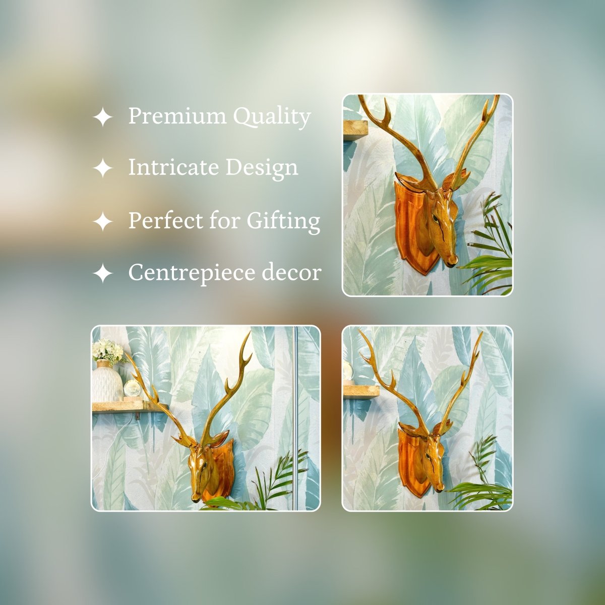 Sowpeace Majestic Deer Head: Hand - Carved Grandeur for Your Home - Wall Decor - Sowpeace - Animal - New Arrivals