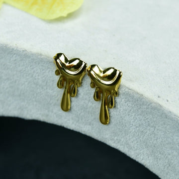 Sowpeace Melting Hearts Gold Stainless Steel Earrings | Elegant One‑Size Lightweight Jewelry for Women & Daily Wear - Sowpeace - 